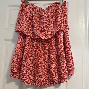 Adorable Red Floral Romper by Pink Lily
